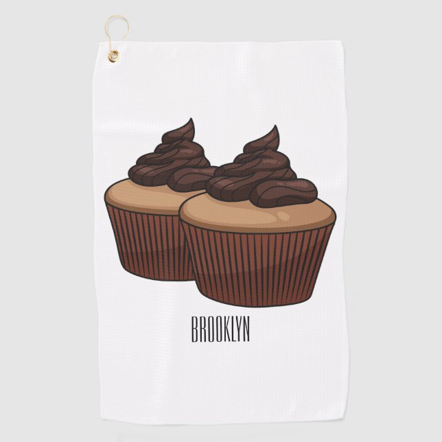 Cupcake Cartoon Illustration Golfhandtuch (Vorderseite)