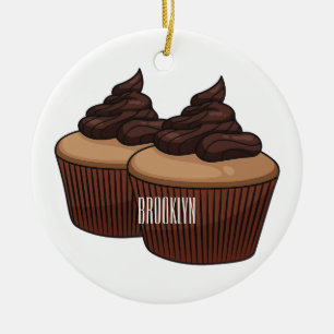 Cupcake Cartoon Illustration Keramik Ornament