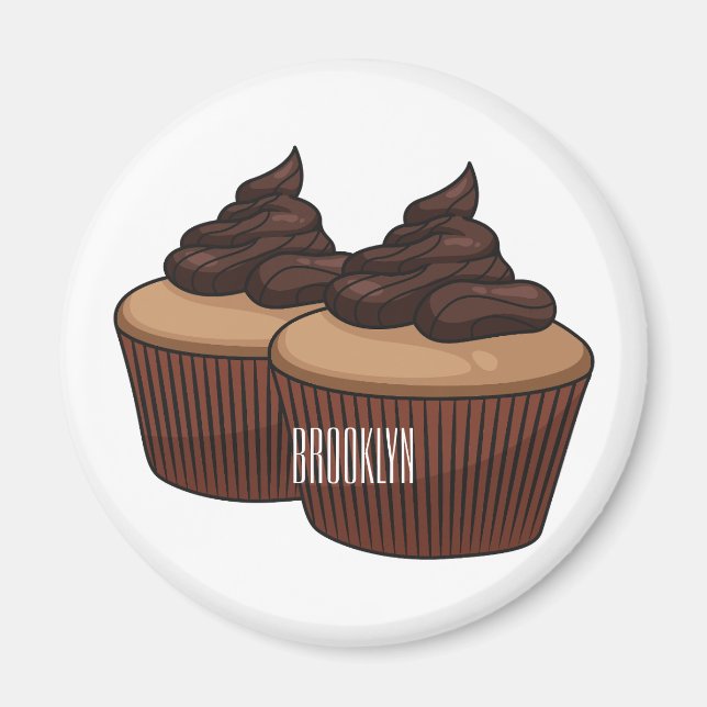 Cupcake Cartoon Illustration Magnet (Vorne)