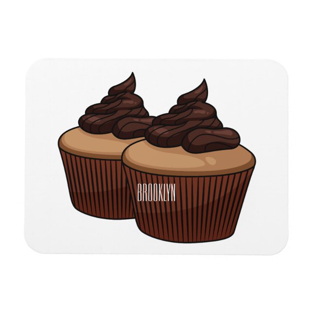 Cupcake Cartoon Illustration Magnet (Horizontal)