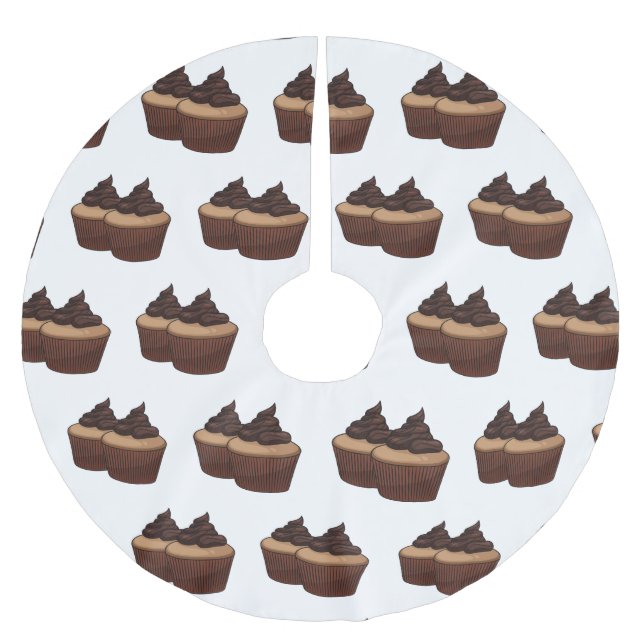 Cupcake Cartoon Illustration Polyester Weihnachtsbaumdecke (Vorderseite)