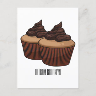 Cupcake Cartoon Illustration Postkarte