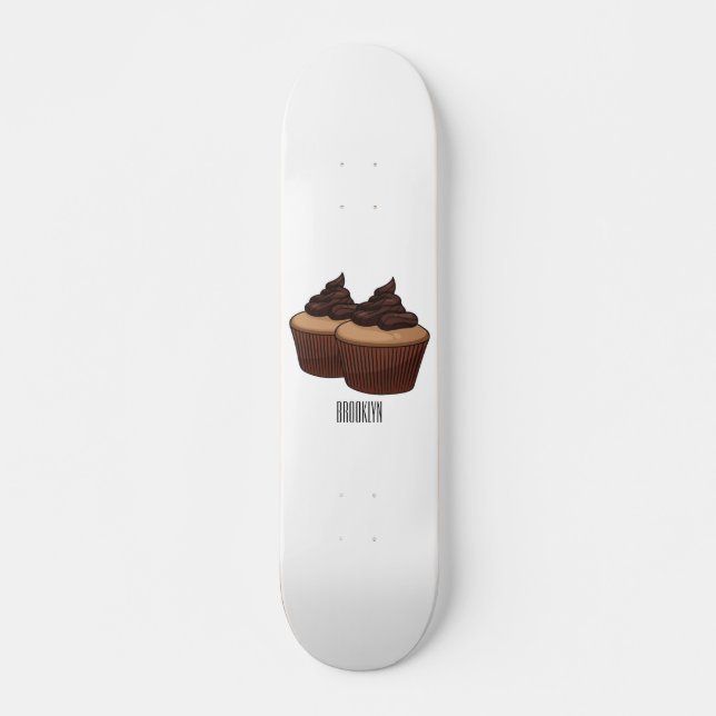 Cupcake Cartoon Illustration Skateboard (Vorne)