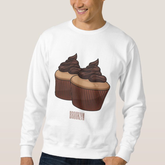 Cupcake Cartoon Illustration Sweatshirt (Vorderseite)
