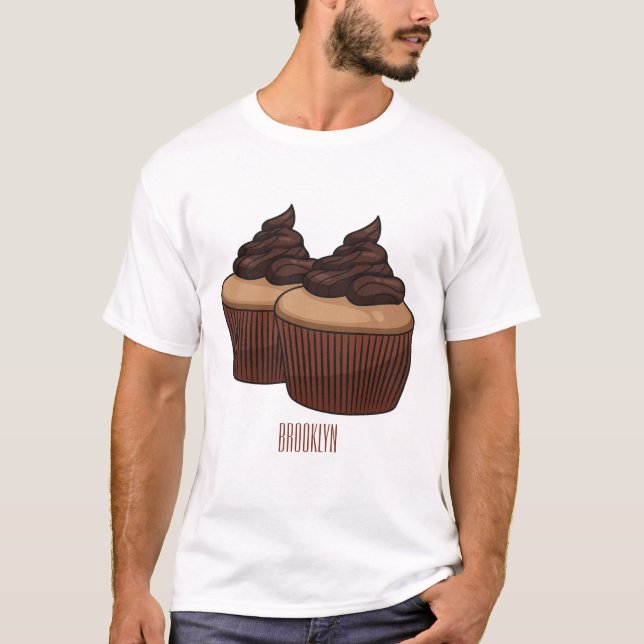 Cupcake Cartoon Illustration T-Shirt (Vorderseite)
