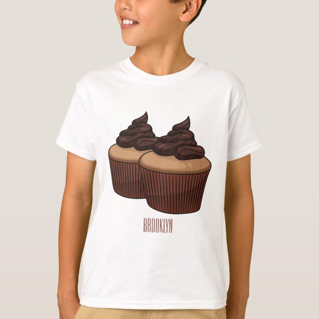 Cupcake Cartoon Illustration T-Shirt (Vorderseite)