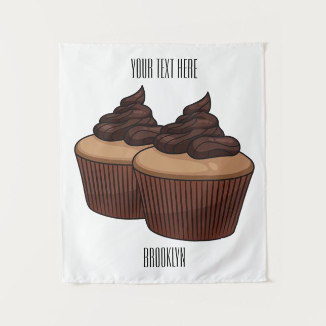 Cupcake Cartoon Illustration Wandteppich (Vorderseite)