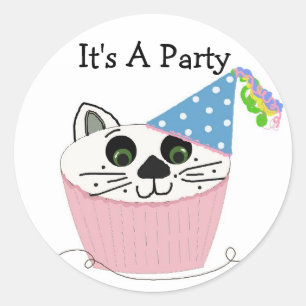 Cupcake Cat Birthday Sprichwort Runder Aufkleber