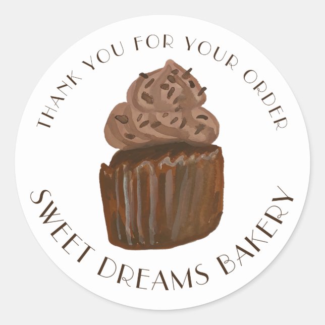 Cupcake Catering Bakery BESTELLEN DANK Runder Aufkleber (Vorderseite)