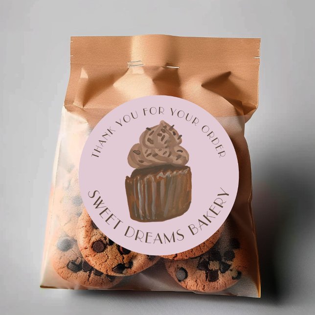Cupcake Catering Bakery BESTELLEN DANK Runder Aufkleber (Chocolate Cupcake Catering Bakery ORDER THANK YOU Classic Round Sticker
)