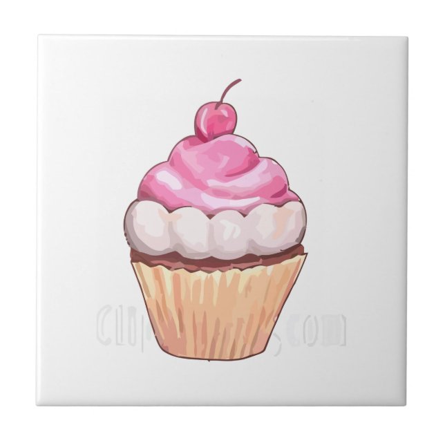 Cupcake Cherry Kitchen Dekoration Fliese (Vorderseite)