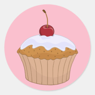 Cupcake Cherry oben Runder Aufkleber
