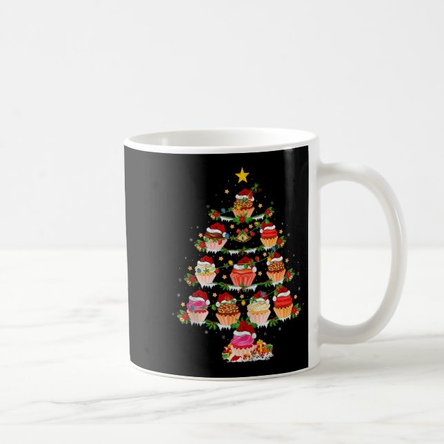 Cupcake Christmas Tree Lights Funny Fast Food Cupc Kaffeetasse (Rechts)