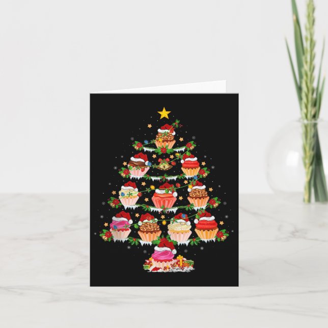 Cupcake Christmas Tree Lights Funny Fast Food Cupc Karte (Vorderseite)