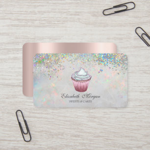 Cupcake Colorful Confetti Holographic Visitenkarte