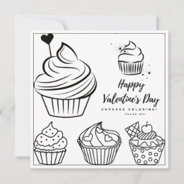 Cupcake Coloring Page Girl Card