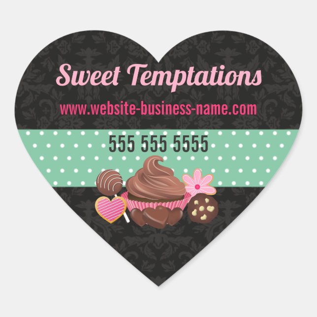 Cupcake Cookies Cake Pops Packen Siegel Herz-Aufkleber (Vorderseite)