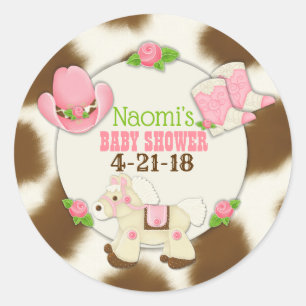 Cupcake Cowgirl Baby Shower Stickers