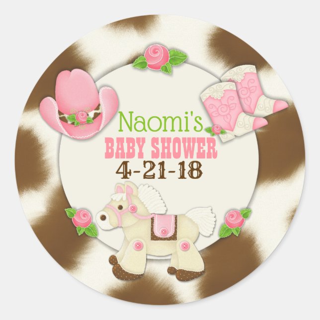 Cupcake Cowgirl Baby Shower Stickers (Vorderseite)