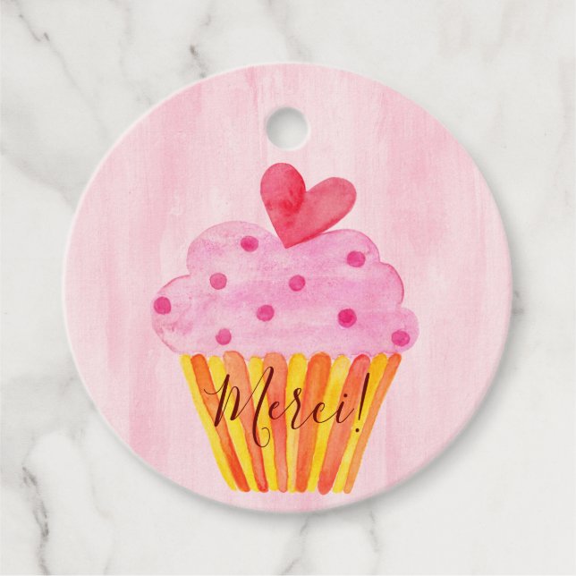 Cupcake danke - Merci Geschenkanhänger (Vorderseite)