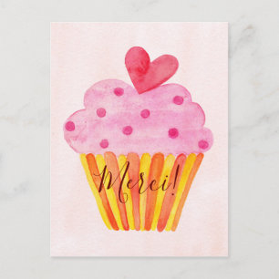 Cupcake Danke Postkarte - Merci