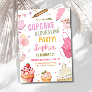 Cupcake Decoration Party Einladung, zum Geburtstag Einladung
