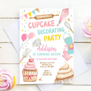 Cupcake Decoration Party Mädchen Kinder Geburtstag Einladung
