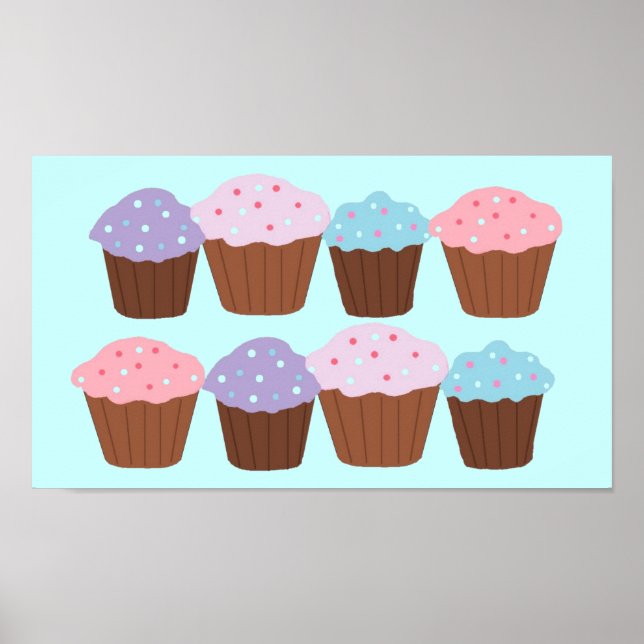 Cupcake Delikatesse mit rosa Grenze Poster (Vorne)
