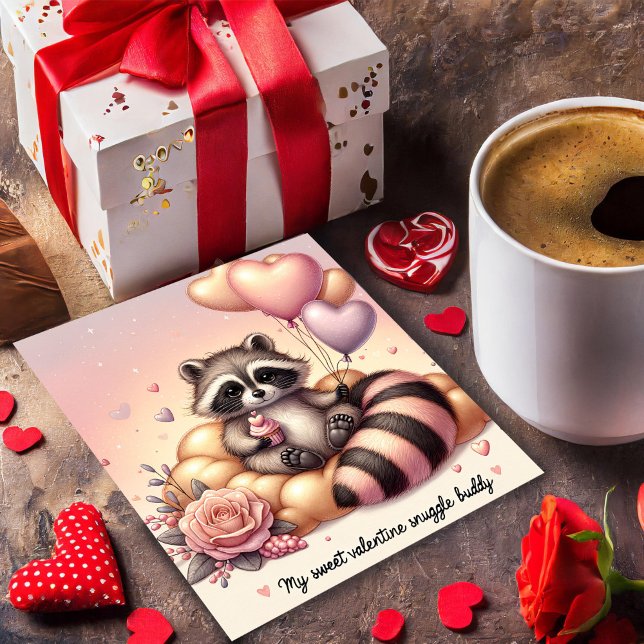 Cupcake Deluxe Raccoon Valentine Card Feiertagskarte (Von Creator hochgeladen)
