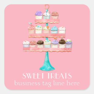 Cupcake Dessert Backbäckerei Business-Paket Quadratischer Aufkleber