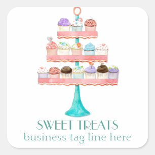 Cupcake Dessert Backbäckerei Business-Paket Quadratischer Aufkleber
