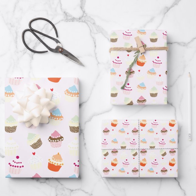 Cupcake Dessert BackThema Geschenkpapier Set (Vorderseite)