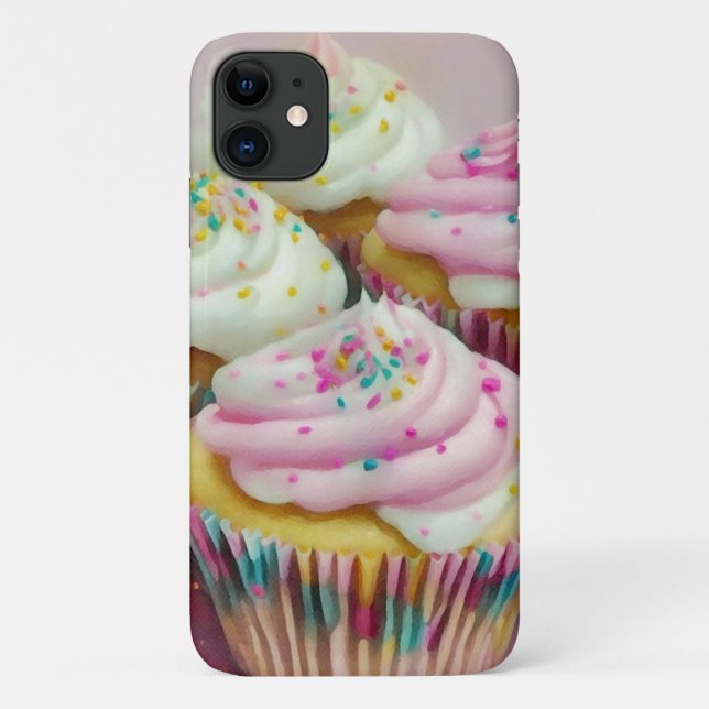 Cupcake Dessert Kuchen Kunst in Pink Phone Case (Rückseite)