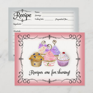 Cupcake Dessert Watercolor Rezept Brautparty Postkarte