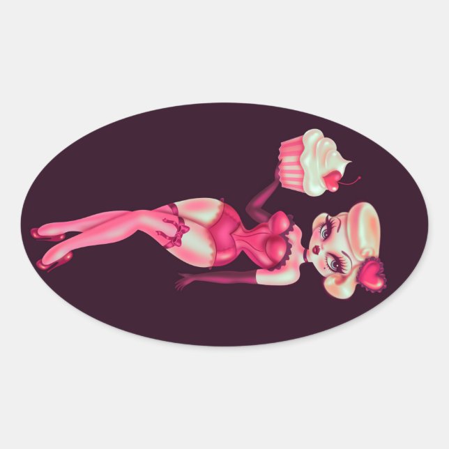 Cupcake Doll Ovaler Aufkleber (Vorderseite)