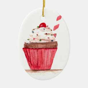 Cupcake Essen Kuchen Bäcker süßes Essen rosa süß Keramik Ornament
