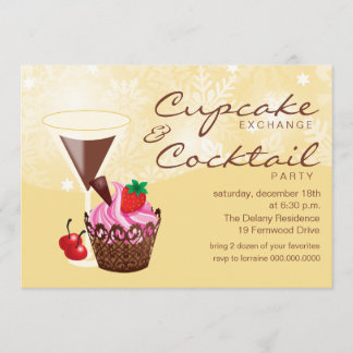 Cupcake Exchange & Cocktail Party Einladung Creme
