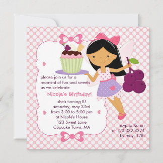 Cupcake Fairy Lila und Pink Girly Birthday Party Einladung