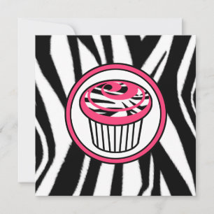 Cupcake Fashion Invasion - Zebra Print / Pink Einladung