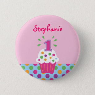 Cupcake First Birthday Button