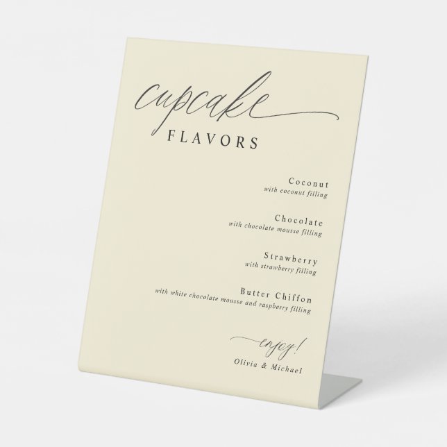 Cupcake Flavors Dessert Table Cream Wedding Sockelschild (Vorderseite)