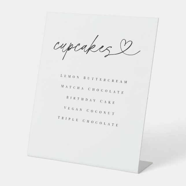 Cupcake Flavors Dessert Table Wedding Party Sign Sockelschild (Vorderseite)