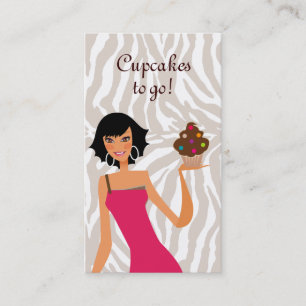 Cupcake Gal Bakery Geschäftskarte Zebra Schwarz Visitenkarte