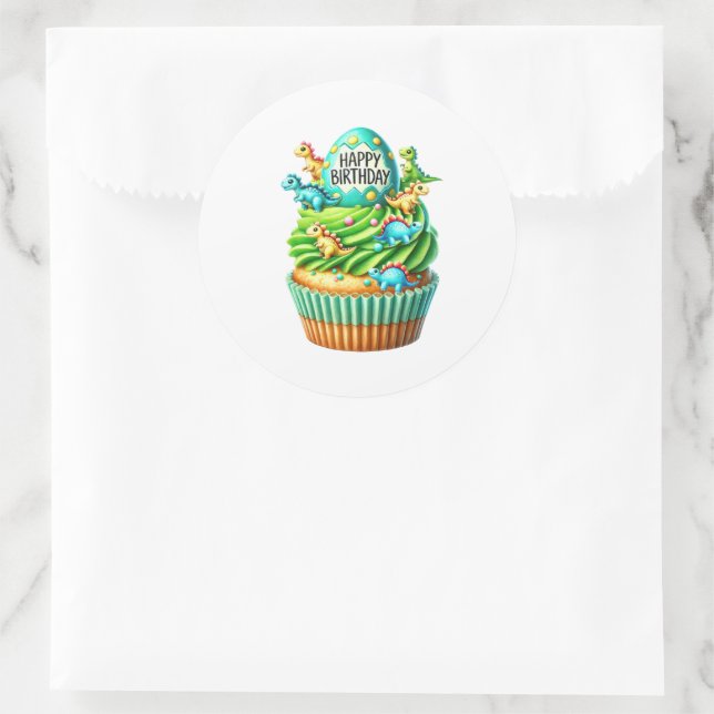 Cupcake-Geburtstagsaufkleber Runder Aufkleber (Tasche)
