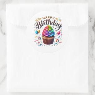 Cupcake-Geburtstagsaufkleber Runder Aufkleber