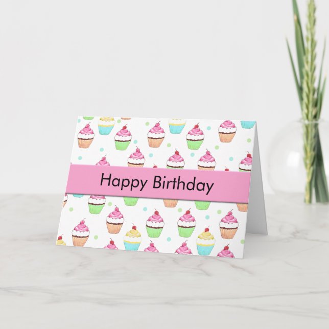 Cupcake Geburtstagskarte Karte (Vorderseite)