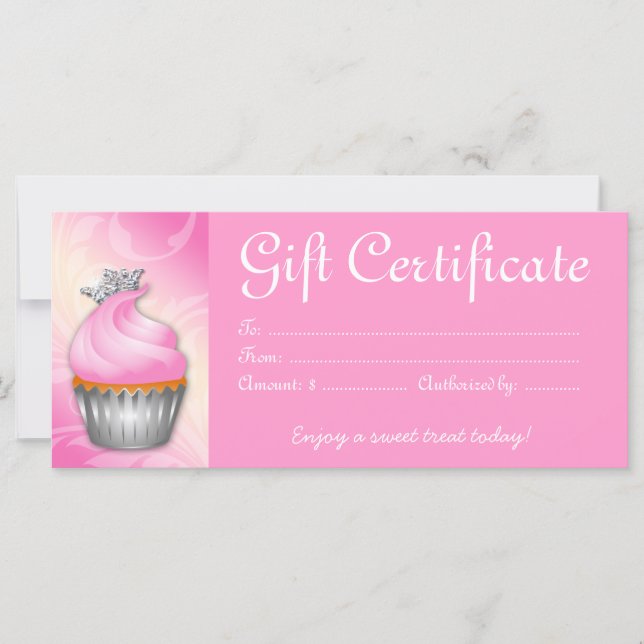 Cupcake Geschenkgutschrift Krone Rosa Silber (Vorderseite)