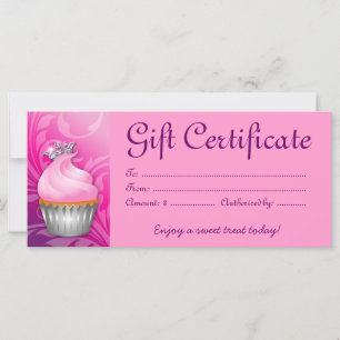 Cupcake Gift Certificate Crown Pink Lila