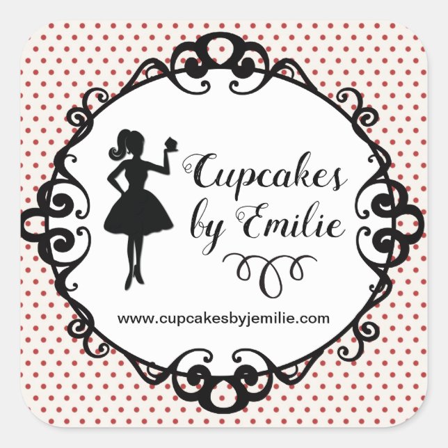 Cupcake Girl Silhouette Packing Stickers (Vorderseite)