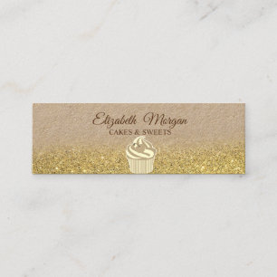 Cupcake, Gold Glitter Ombre Rustik Kraft Mini Visitenkarte